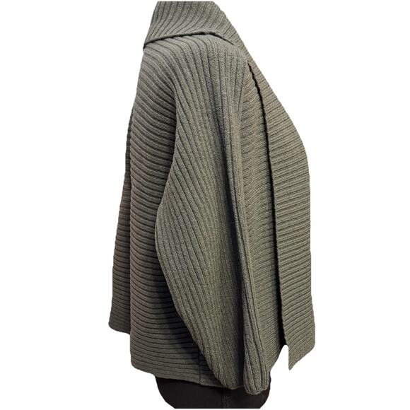 Helen HSU Cardigan Medium Womens Open Front Ribbed Gray Sweater Lagenlook - Picture 4 of 6